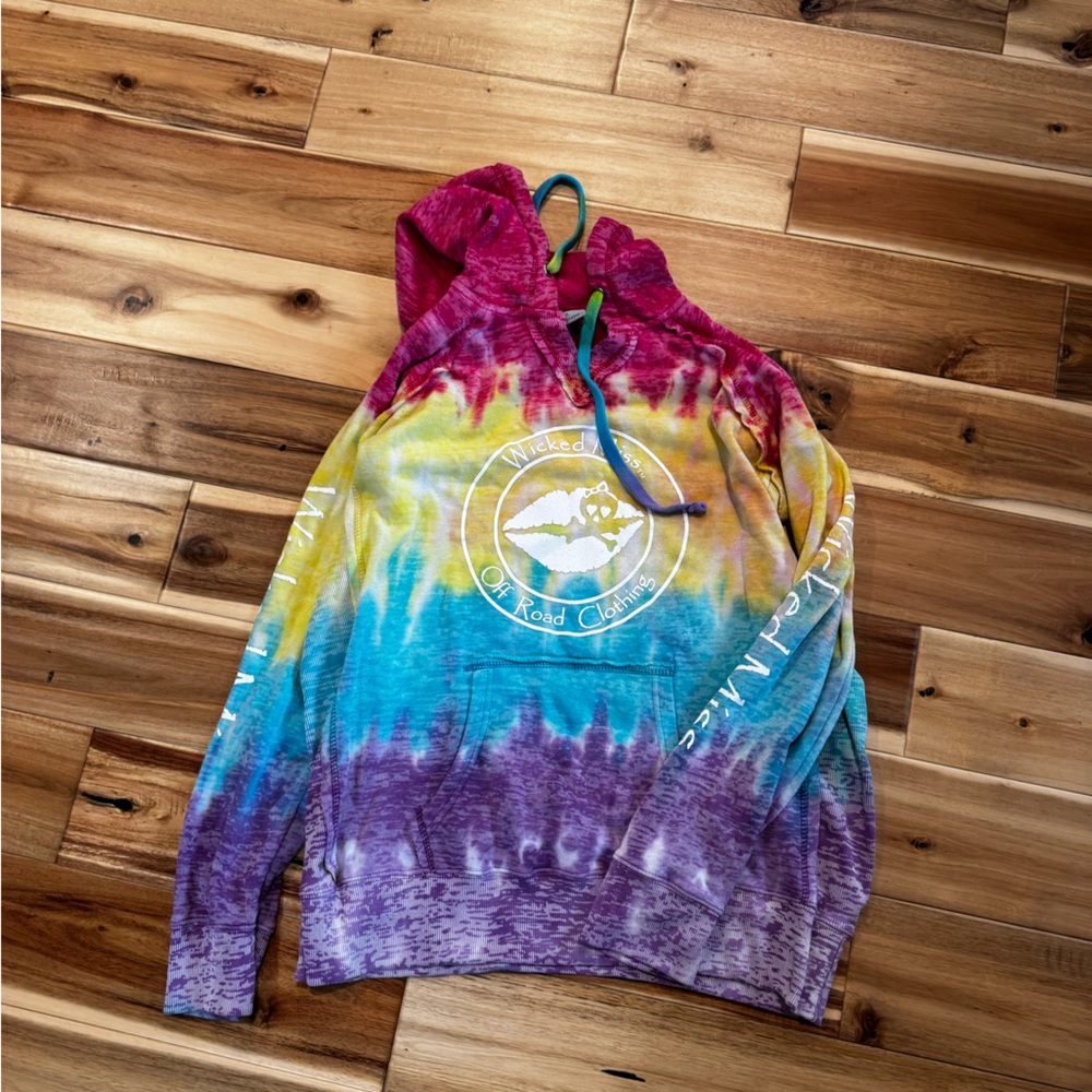 Tie-Dye Hooded Tank with White Graphic